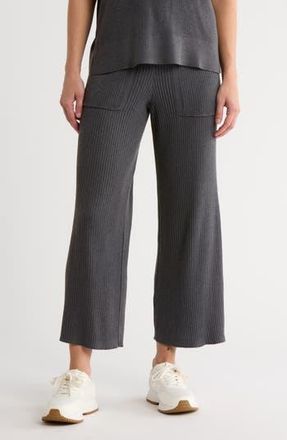 Splendid Rib Knit Wide Leg Crop Pants in Lead at Nordstrom Rack, Size X-Small