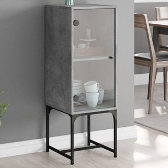 vidaXL vidaXL Mobile con Anta in Vetro Grigio Cemento 35x37x100 cm