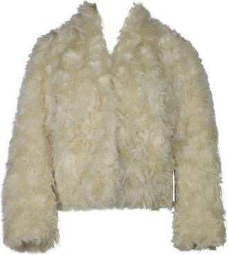 Vince Plush Jacket in Cream Faux Fur
