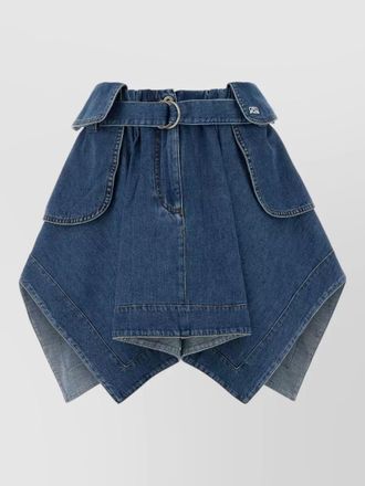 Loewe belted denim skirt asymmetric hem pockets