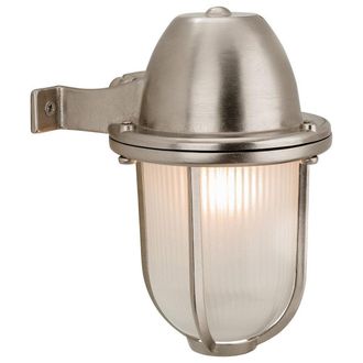 Netlighting Nautic 1 Light Outdoor Wall Light Nickel Frosted Glass IP64 E27 in Grey