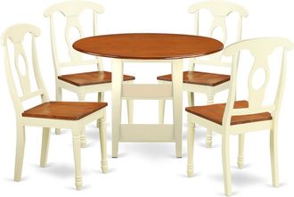 East West Furniture Dining Room Set Buttermilk & Cherry, SUKE5-BMK-W