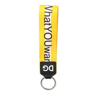 Dolce & Gabbana Logo Polyester Messing Houder Sleutelhanger Sleutelhanger - Heren - Sleutelhangers & Tashangers - Geel - ONE Size - Polyester - Accessoires