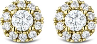 The Diamond Store 0.50ct Halo Lab Diamond Earrings Set in 9K Yellow Gold and H/SI Quality