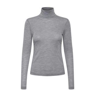 Gestuz Zachte wollen rolkraag top Grijs Melange - Dames - Coltruien - Grijs - XS - Wol - Truien & Vesten