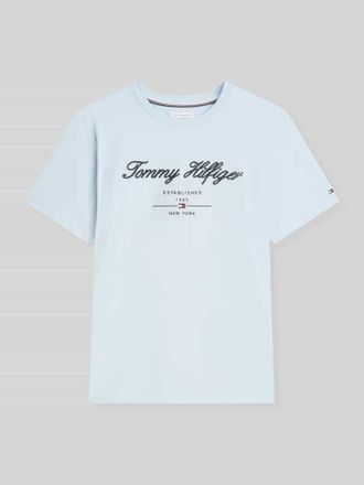 Tommy Hilfiger Regular Fit T-Shirt aus reiner Baumwolle in Hellblau, Gr&ouml;&szlig;e XXL
