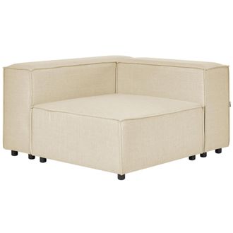 Beliani Beliani - Modulo Sof&aacute; Esquinero Moderno 1 Plaza Patas Negras Tapicer&iacute;a Lino Poli&eacute;ster Beige Aprica