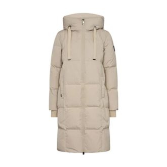 Mos Mosh MOS Mosh, Jassen, Dames, Beige, L, Polyester, Beige Donsjas met Vierkant Patroon