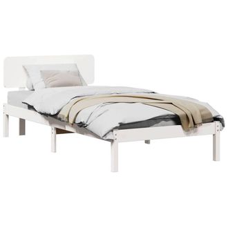 Berkfield Home White Bed Frame with Headboard White 80x200 cm Solid Pine Wood