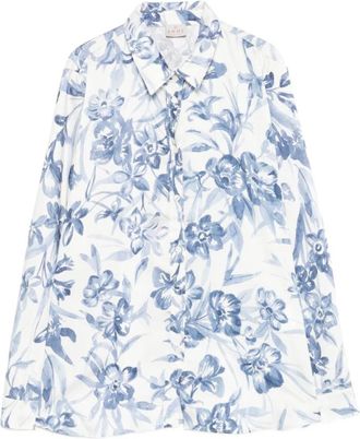 Marella Shirt met print - Dames - Overhemden - Blauw - L - Overhemden