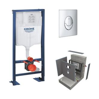 GROHE Set Marco De Soporte Grohe Solido Con Cubierta Wedi I-board, Cromo, Con Revestimiento Blanco Puro