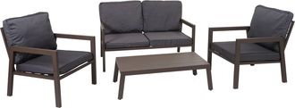 Hhg Hhg - Conjunto 290, Conjunto De Sal&oacute;n De Jard&iacute;n Conjunto De Sal&oacute;n Sof&aacute;, Metal, Tapicer&iacute;a Gris