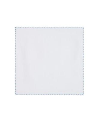 Robert Talbott Carlton Linen Cross Stitch Border Pocket Square in White/light Blue at Nordstrom