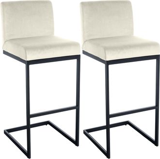 Clp Set De 2 Taburetes De Bar Hopewell, Terciopelo Crema
