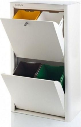 DON HIERRO Don Hierro - Contenedor Basura Ecologico Metalico 4 Departamentos Blanco