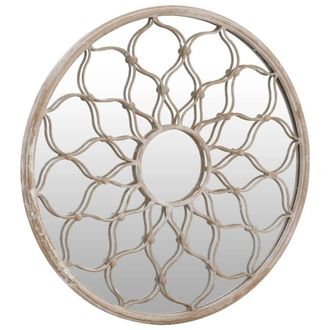 Berkfield Home Decorative Garden Mirror Sand 60x3 cm Iron Round for Outdoor Use in Beige