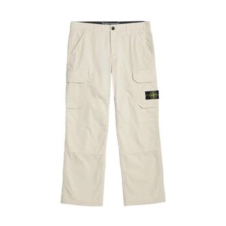 Stone Island Straight Trousers, male, Beige, Size: W33 Cargo Pants Regular