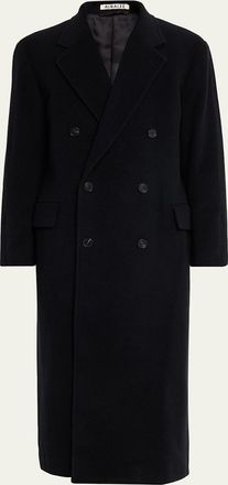 Auralee Mens Superfine Wool Double-Breasted Overcoat