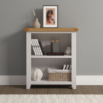 Seconique Windsor Natural Oak Low Bookcase (Fully Assembled) in Ivory