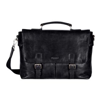 Howard London Briefcase Bag James - Heren - Laptoptassen - Zwart - ONE Size - Leer - Tassen