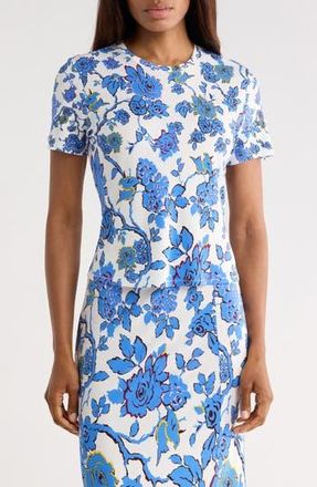 Diane Von F&uuml;rstenberg Floral Short Sleeve Top in China Vine Degrade at Nordstrom Rack, Size Small