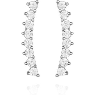 Vince Camuto Cubic Zirconia Ear Climbers in Silver Tone at Nordstrom