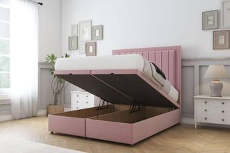 Comfort Beds Arizona Plush Ottoman Bed Set With 26 Strutted Headboard in Pink | Size: Super King