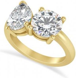 Allurez Round/Pear Lab Grown Diamond Toi et Moi Ring 14k Yellow Gold (4.00ct)