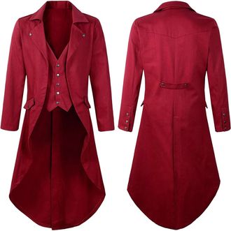 Generic RLEHJN Steampunk Jacket Men UK Sale Clearance Long Coat Vintage Tailcoat Jacket Gothic Victorian Frock Coat Uniform Costume Single Breasted Trench Coa