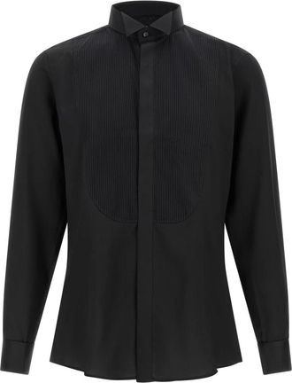 Pal Zileri Tuxedo Shirt - Linea Cerimonia - Heren - Zakelijke Overhemden - Zwart - L - Katoen - Overhemden