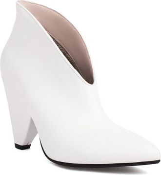 Generic Womens Fashion Cutout Ankle Boots Pull On Pointed Toe Cone Heels Winter Bride Wedding Party Casual Dress Shoes (5.5,White)