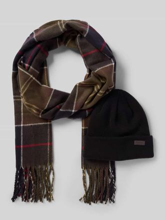 Barbour M&uuml;tze und Schal im Set aus Baumwoll-Mix in Gruen, Gr&ouml;&szlig;e 1