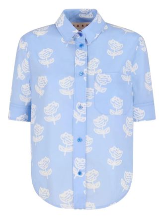 Marni Blouse met Sprayed Roses-print - Blauw