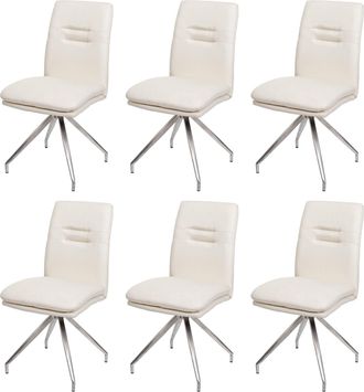 Hhg Hhg - Nunca Usado] Juego De 6 Sillas De Comedor 922, Silla De Cocina Sill&oacute;n Silla, Tela/textil Acero Inoxidable Cepillado, Crema-beige