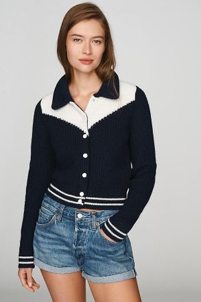 Mother The Baby Raquette Wool Cotton Cardigan Top