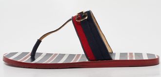 Carolina Herrera Multicolor Canvas And Leather Thong Flats