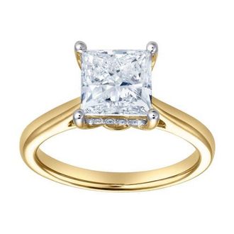 LuvMyJewelry Genoveva 14K Yellow Gold Princess Cut Lab Grown Diamond Hidden Halo Engagement Ring - 2.2 Ct at Nordstrom, Size 6