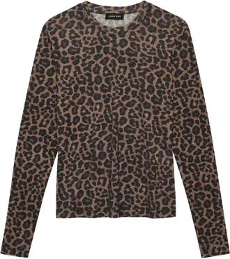 Anine Bing long-sleeve leopard-print T-shirt - women - TENCEL/Wool - S - Brown