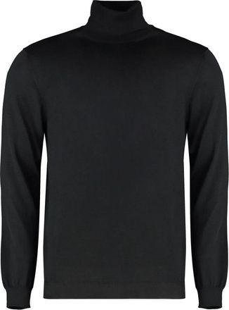 Malo Cashmere Turtleneck Pullover- Ribbed Knit Edges - Heren - Cashmere truien - Zwart - 3XL - Kasjmier - Truien & Vesten