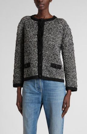 Valentino Garavani Metallic Linen Blend Jacket in Ivory/black at Nordstrom, Size X-Large