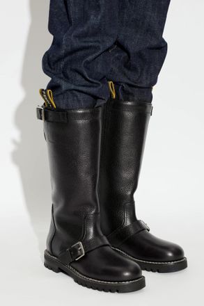 Fendi Leather Knee-High Boots Commando, Womens, Black