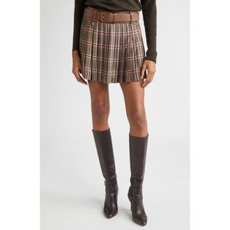 Ramy Brook Metallic Plaid Miniskirt in Deep Olive Plaid at Nordstrom Rack, Size 8