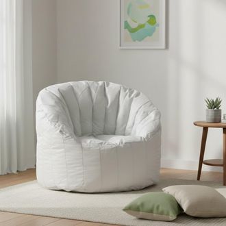 Talamo Italia Dmora Fauteuil Rond Rembourr&eacute;, Couleur Blanche, Dimensions 80 X 80 X 80 Cm