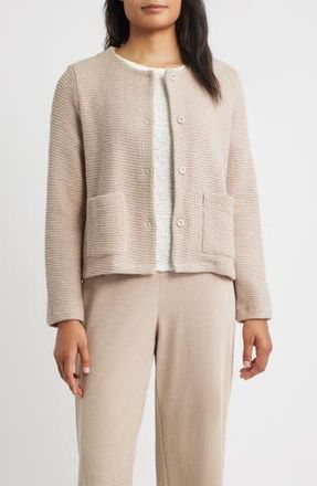 Eileen Fisher Textured Organic Cotton Jacket in Wheat at Nordstrom Rack, Size Xx-Small