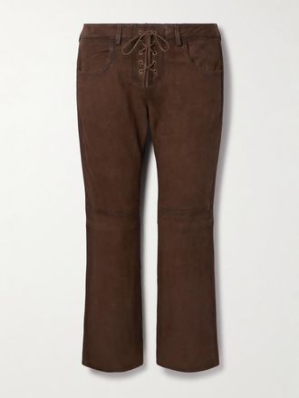 Isabel Marant Pantaloni A Gamba Dritta In Camoscio Con Lacci Vanel - Marrone