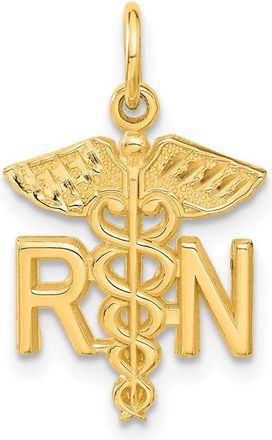 Diamond2Deal 14k Yellow Gold RN Registered Nurse Charm Pendant