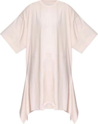 Maison Margiela Kleedjes, Dames, Roze, M, Katoen, Asymmetrisch gesneden jurk