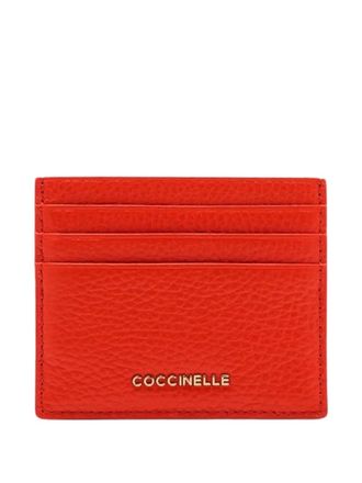 Coccinelle small Metallic grained-leather card holder - women - Calf Leather - One Size - Red