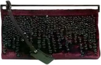 Gucci Pre-owned Clutches, female, Red, Size: ONE SIZE Pre-owned Velvet and Beaded Pochette