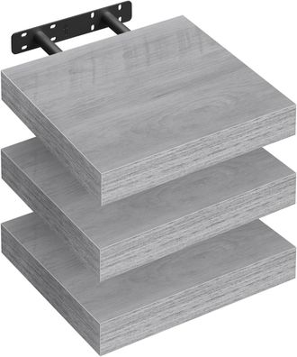 Woltu Woltu - 3 Estantes De Pared, Para Sal&oacute;n, Estudio Y Cocina, 25 Cm, Roble Gris